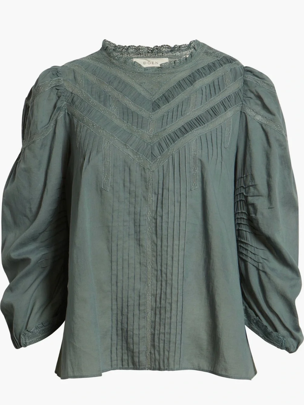 DÔEN Adelphine Pleated Lace Organic Cotton Top